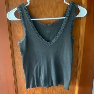 Brandy Melville lace gray tank top